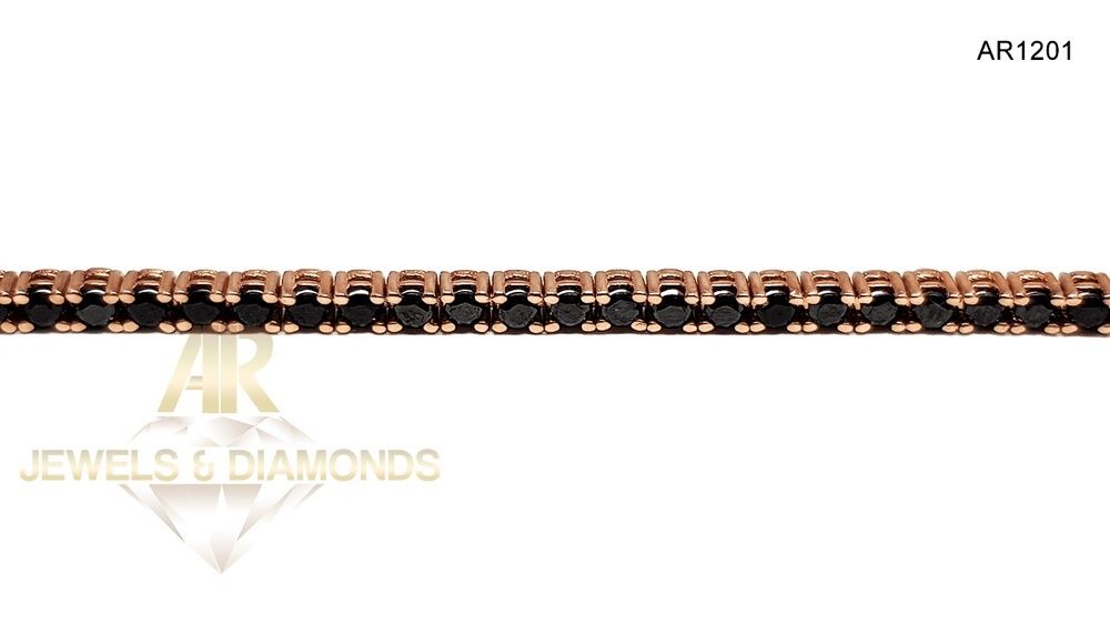 Bratara Tennis Aur Rose 18 K cu DIAMANTE NEGRE model ARJEWELS(AR1201)