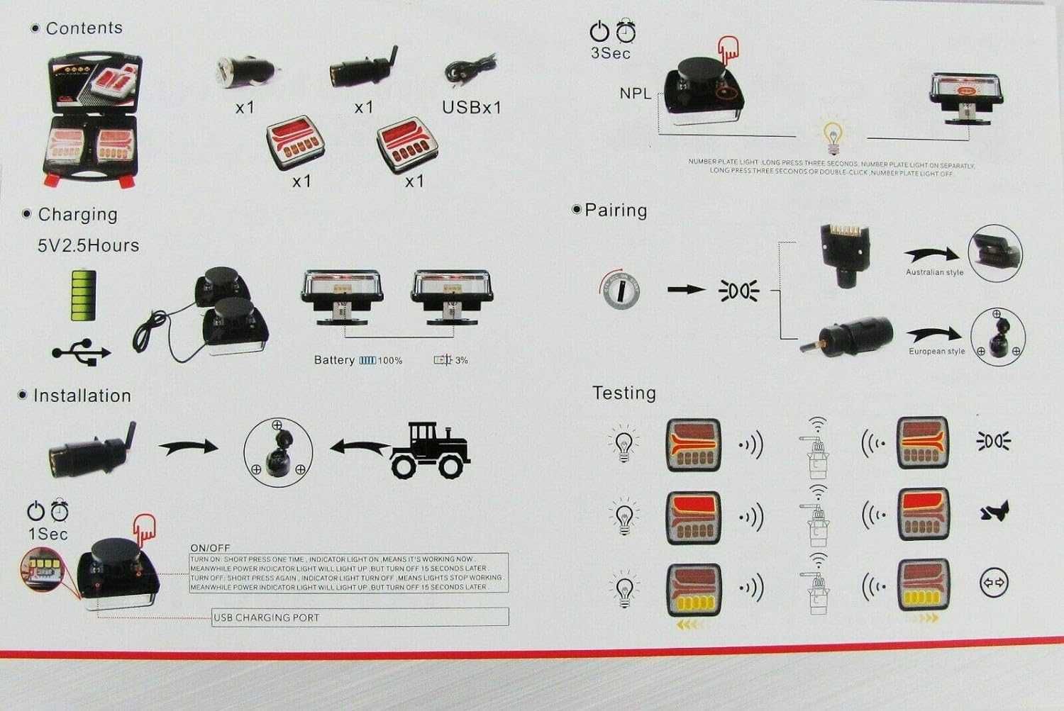 Безжични LED Стопове с Магнит за Ремарке,Каравана,Камион -12V/24V