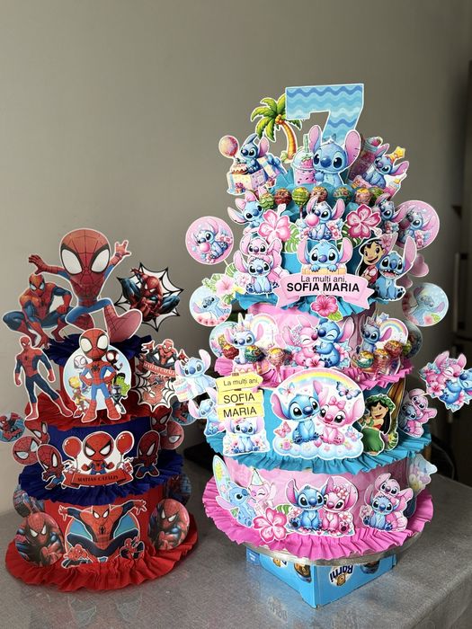 Minnie mouse, Spiderman, Barbie, hulk, Unicorni, Bluey, Elsa.