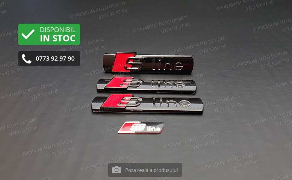 Set embleme / sigle metalice (crom / mat / negru) - Audi S line