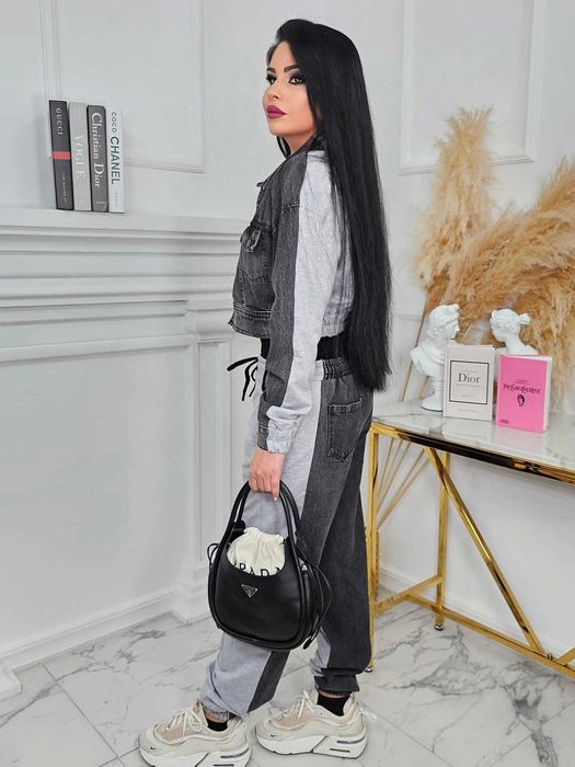 Жесток комплект с деним - яке и панталон