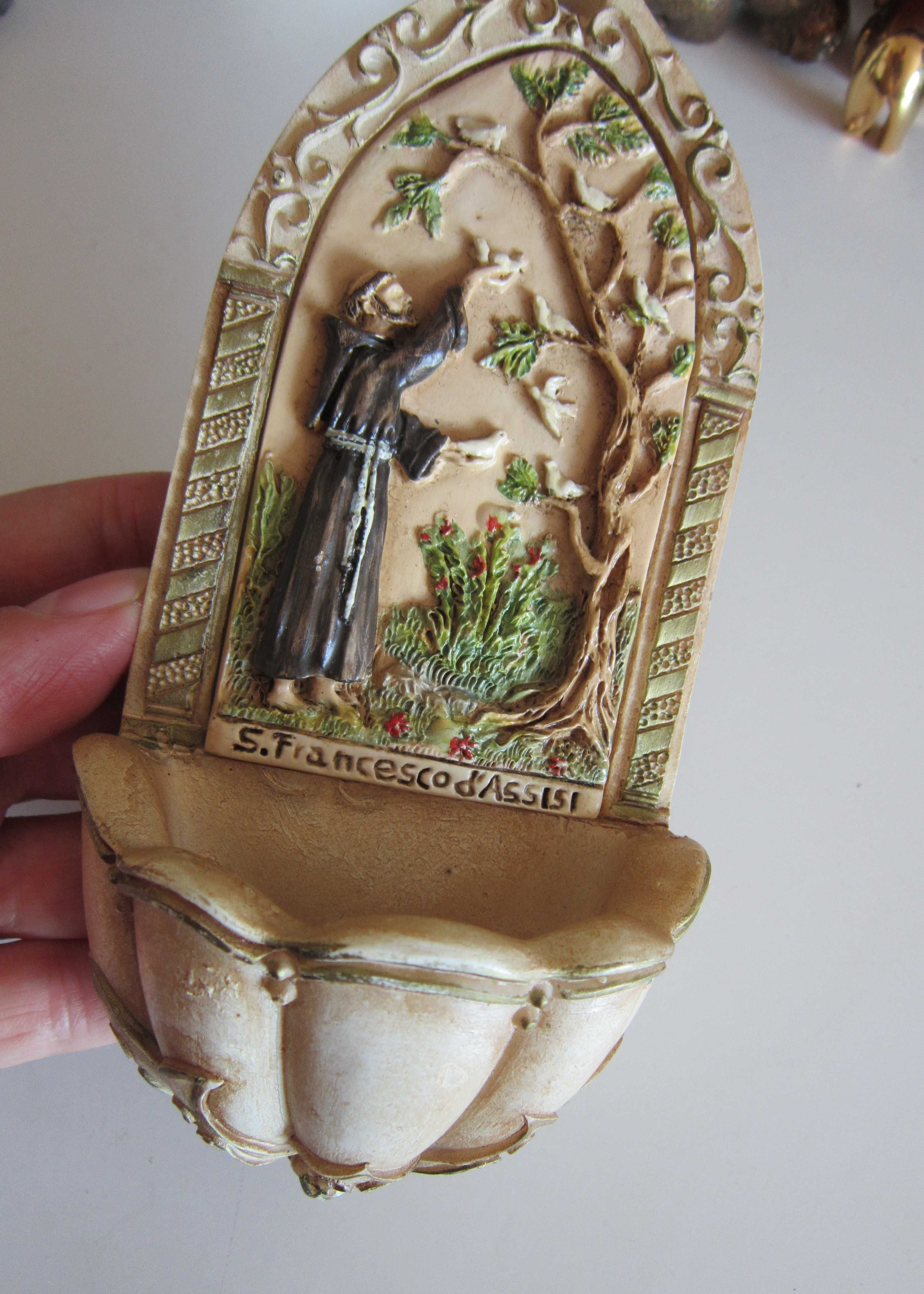 decoratiune vintage Sf. Francisc Holy Water pt.apa sfintita