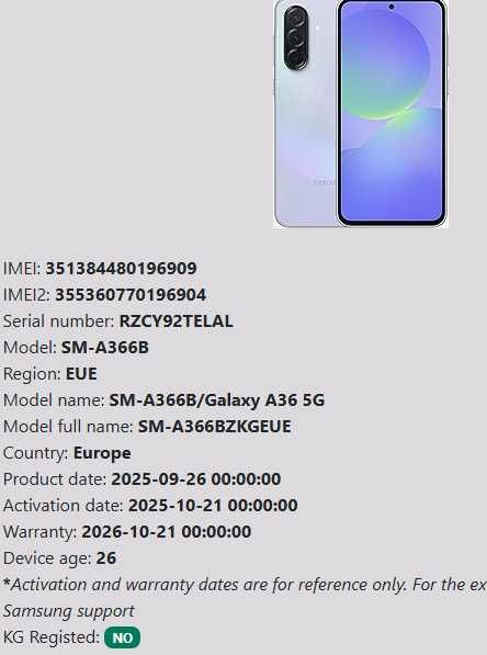 Samsung Galaxy A36 5G 256GB 8GB RAM