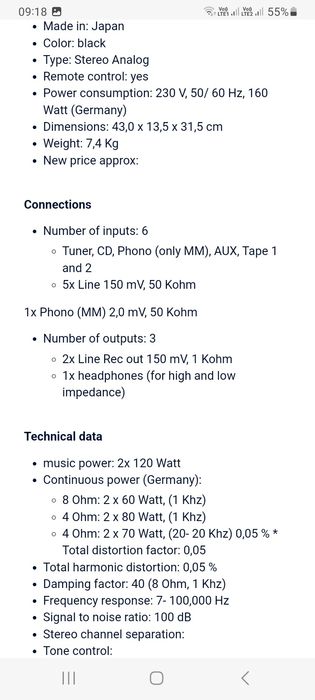 Amplificator Sony Ta F 417 r  2x70wati