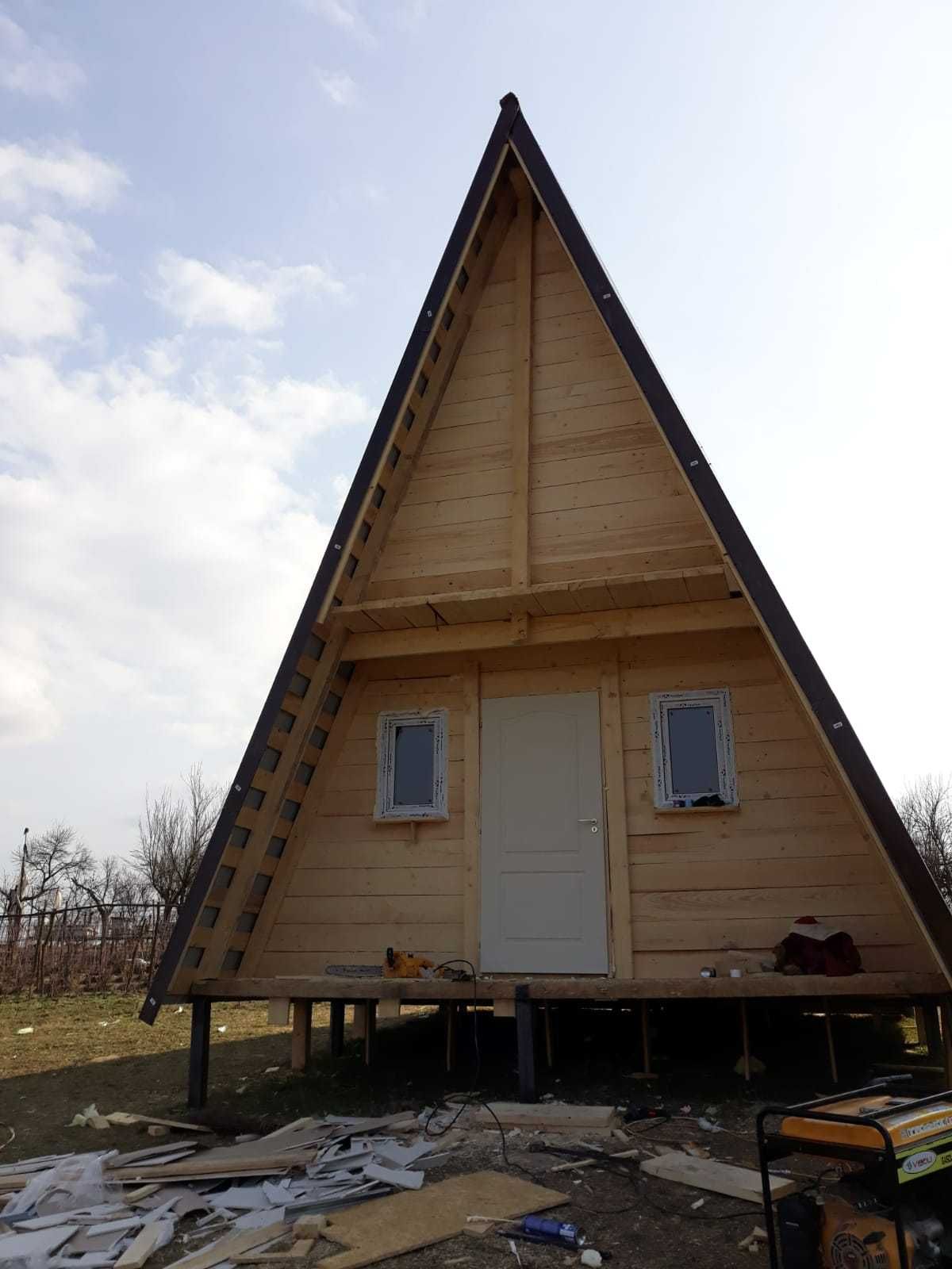 Cabana tip A Frame si casa din structura de lemn de vanzare la comanda