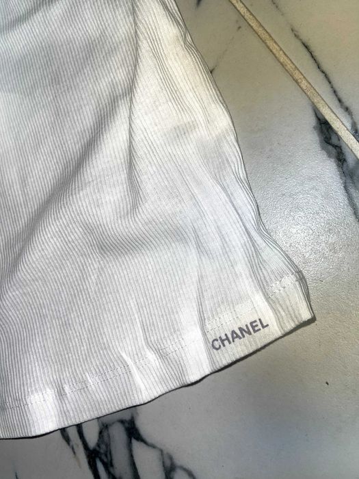 бял топ шанел chanel потник горница рипс потниче бяло спортно