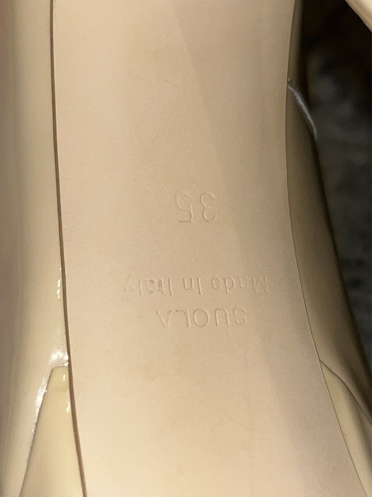 Pantofi cu platforma nude 35 piele naturala