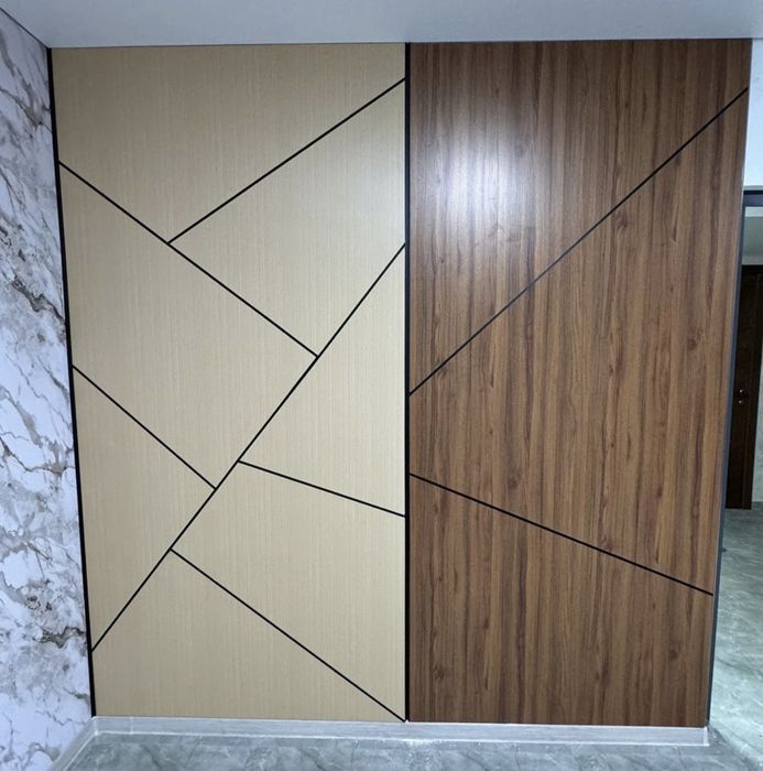 Установка стеновые  шпон и бабук  панел ТВ.зона