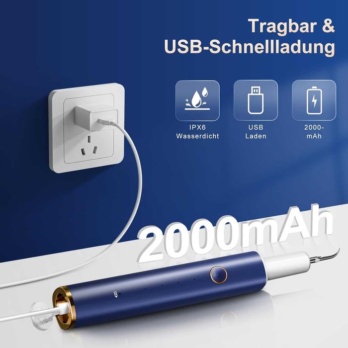 Set Profesional de Curățare a Dinților cu Ultrasunete, 4 Capete/Moduri