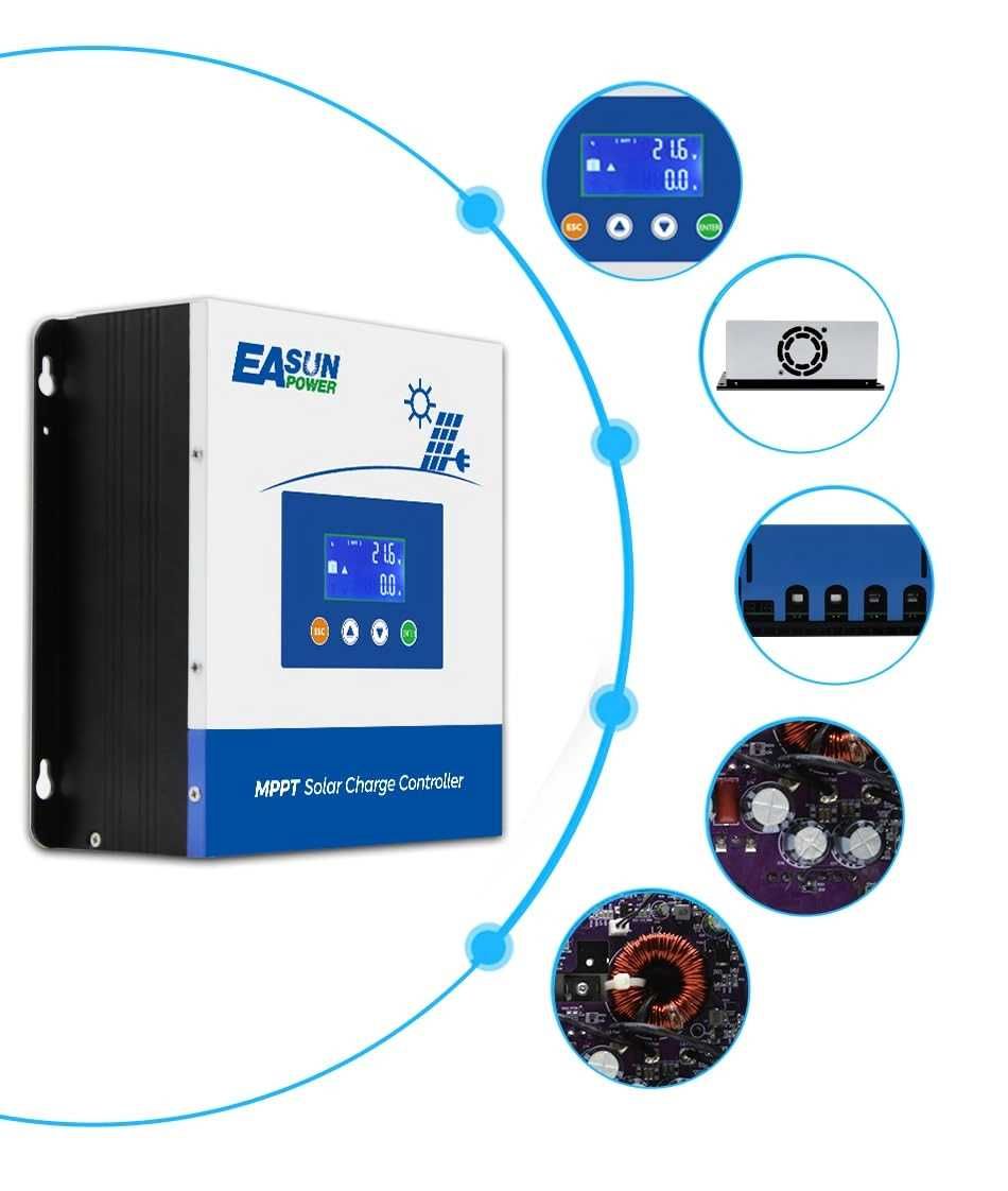 Controller / Regulator solar MPPT POWLAND 60A 12-48V, LCD, LiFePO4/AGM