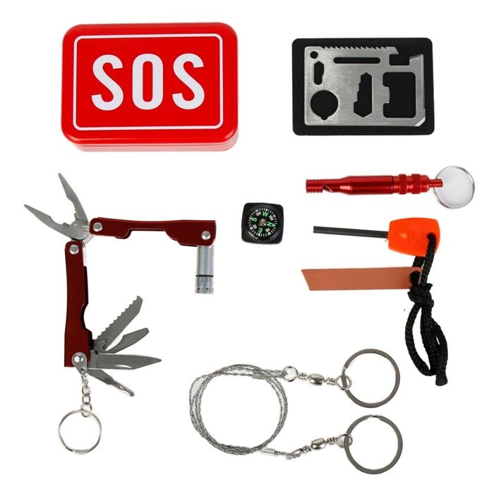 Мини комплект за оцеляване "SOS" в метална кутия