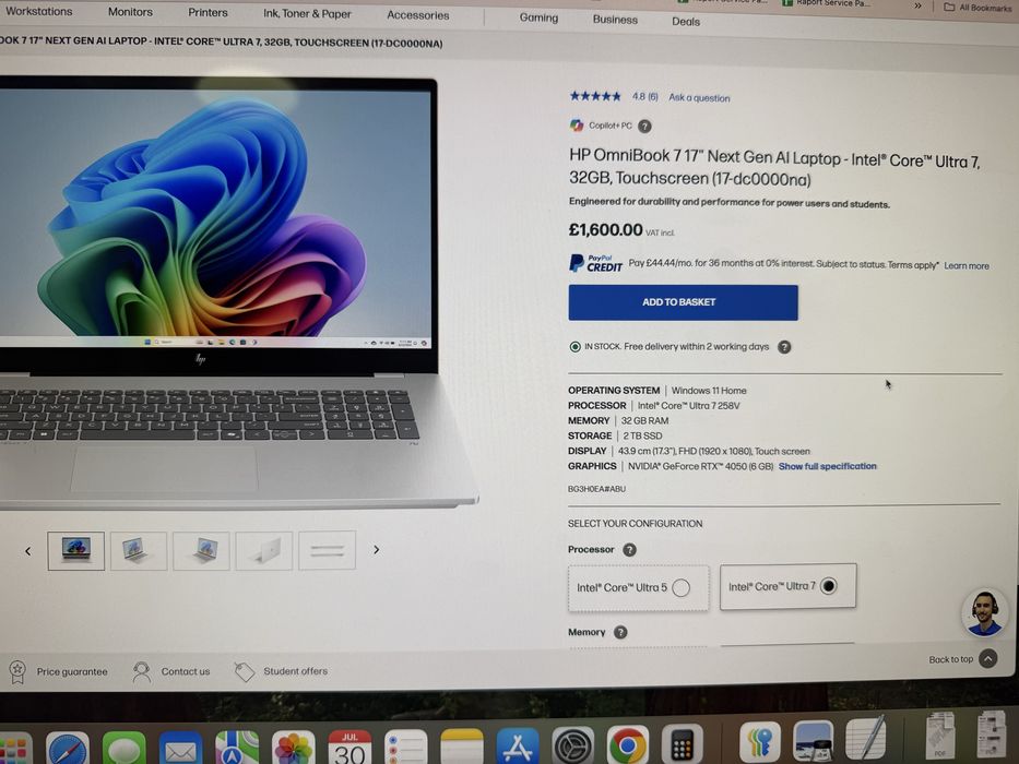 Laptop sigilat Hp OmniBook 7 17” 32gb 2tb Nvidia Geforce RTX 4050 6gb