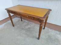 Birou central vechi din lemn sculptat stil Napoleon cu blat din piele