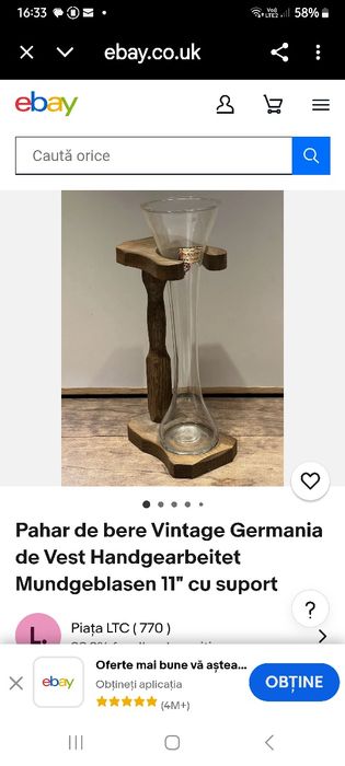 Set de 12 pahare cu suporturi   din  lemn