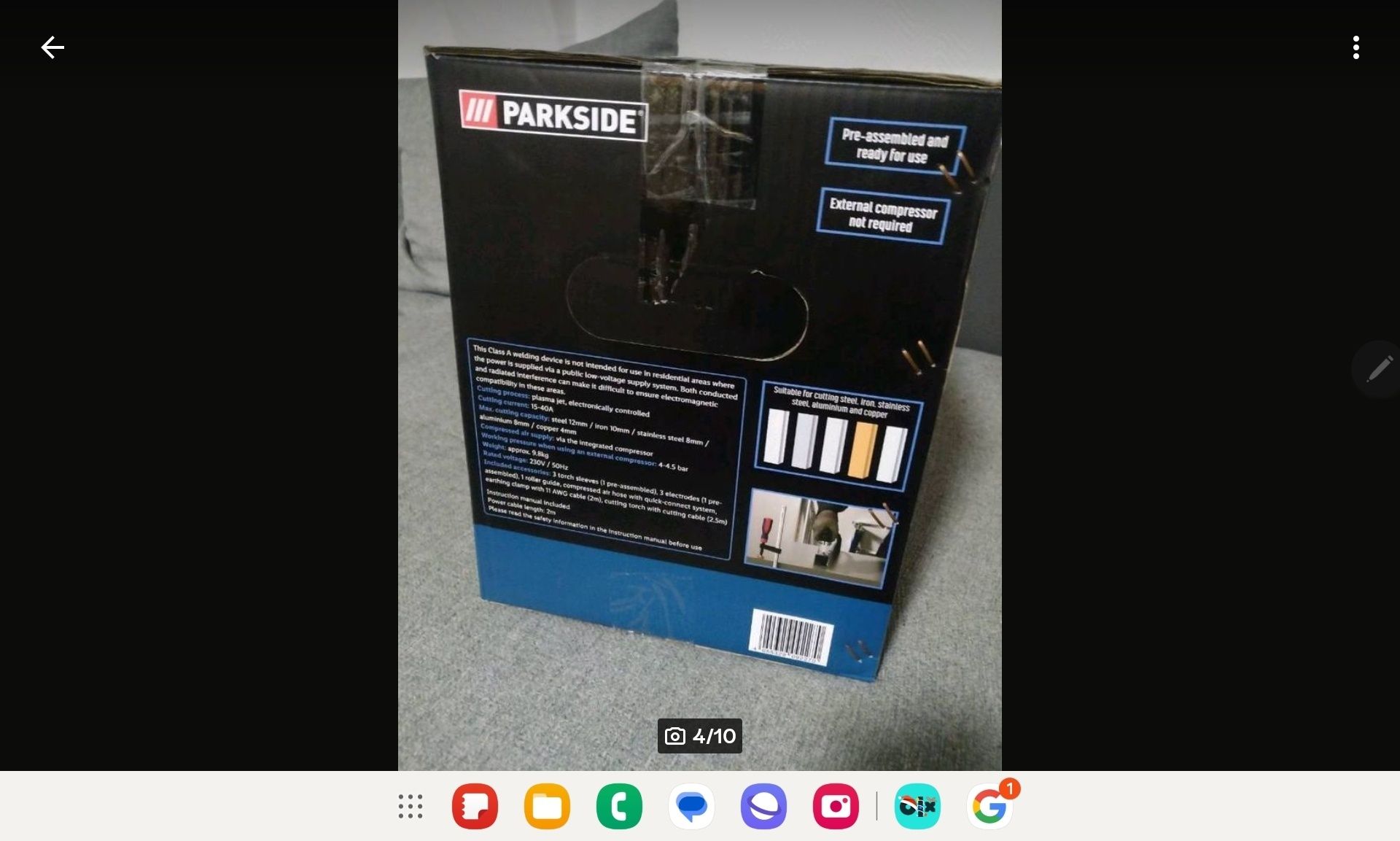 TAIETOR CU PLASMA Parkside cu kompressor PPSK 40 A2 / 220V NOU