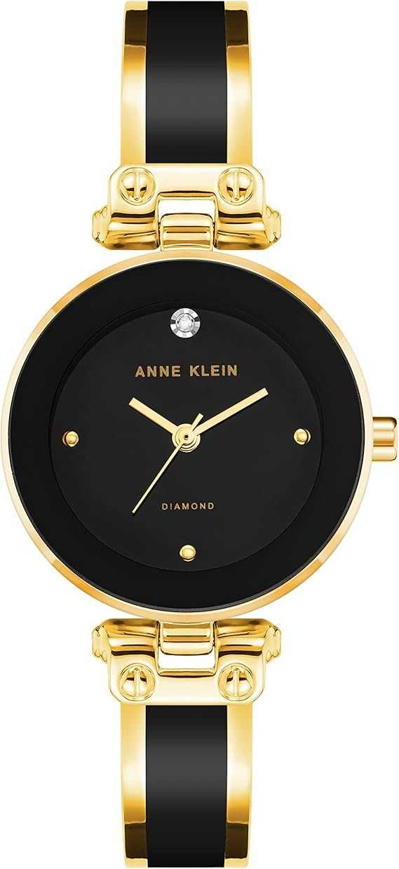 Anne Klein Qora siferblatli, haqiqiy olmosli nafis ayollar soati