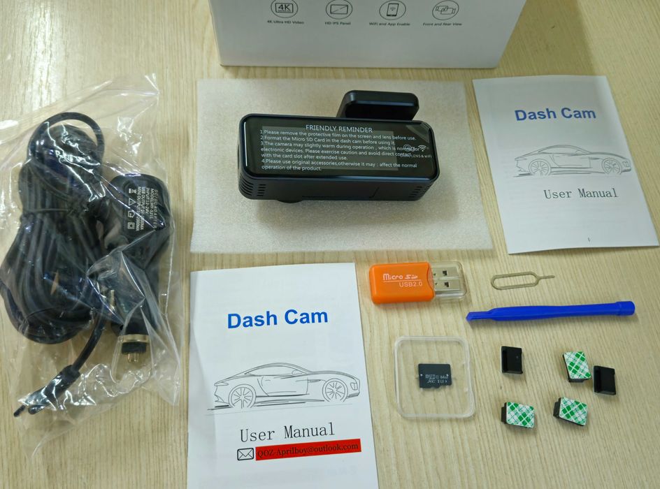 Camera auto video 4k,Wifi,card sd 64 Gb,cititor de card,cheie sim,Noua