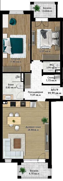Тристаен апартамент в кв. Остромила 473-16693