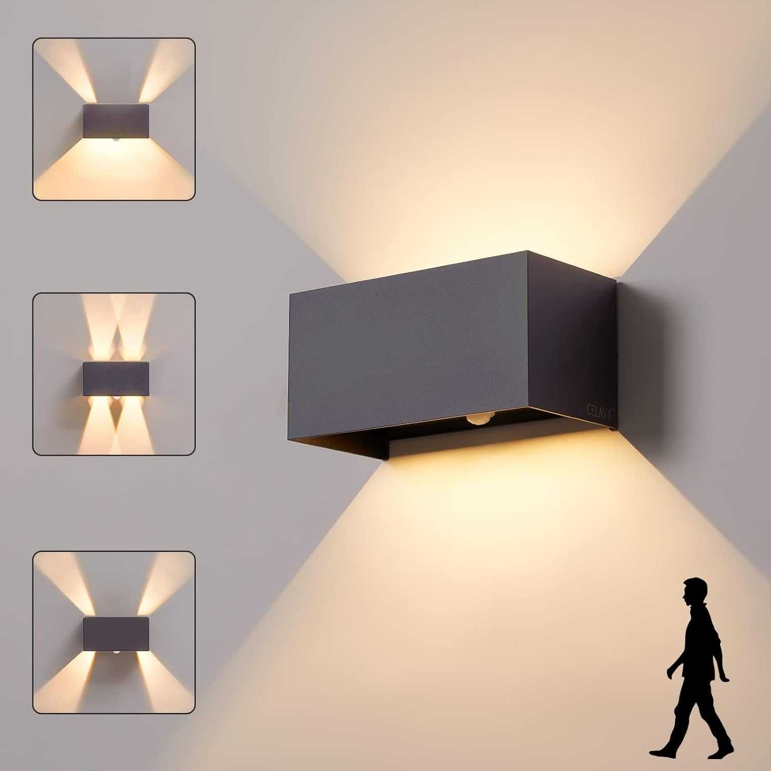 НОВА! LED външна лампа с датчик за движение, 12W, 1160 лумена, IP65