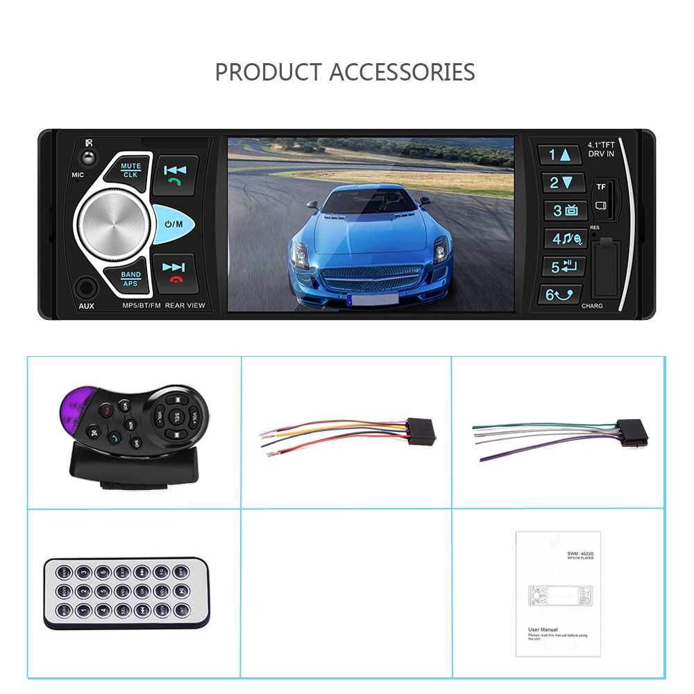 Мултимедия 1 дин видео авторадио за кола автомобил usb bluetooth cd dv