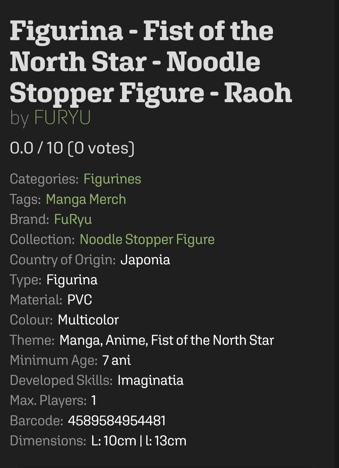 Figurina - Fist of the North Star - Noodle Stopper Figure - Raoh