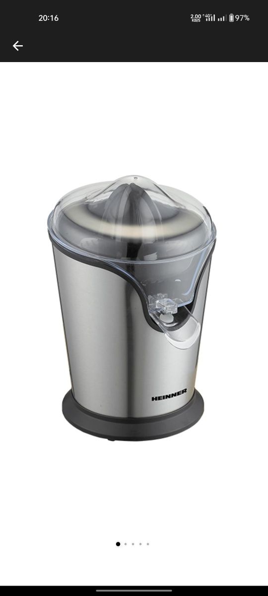 Storcator de citrice Heinner Citrus 850S, 100 W, 0.25 l, 1 Viteza, Ino