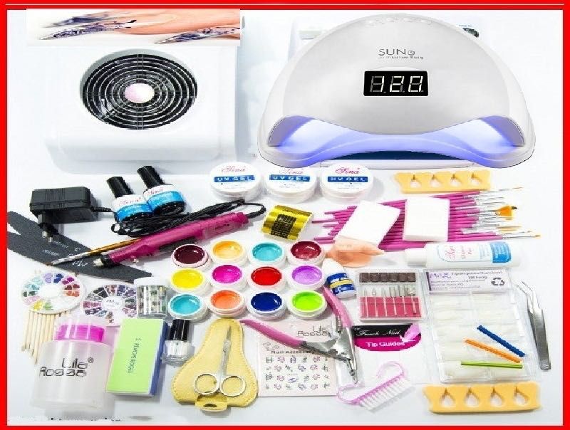 kit unghii false gel set manichiura pila electrica lampa LED  uv 48 w