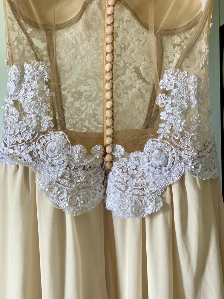 Rochie mireasa tip A, crem, marimea XS/S