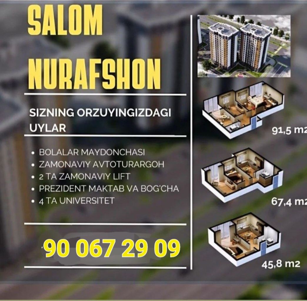 Salom Nurafshon firmasidan yangi uylar