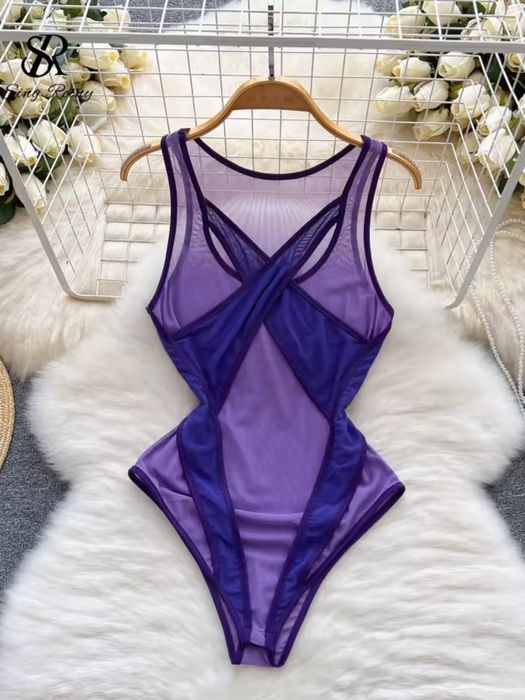 Лилав прозрачен топ