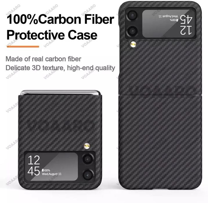 Samsung Z FLIP FOLD 2 3 4 5 6 Husa Ultra Slim Kevlar/Fibra Carbon Neag