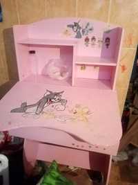 Старый детский стол розовый, +маленький раскладной
