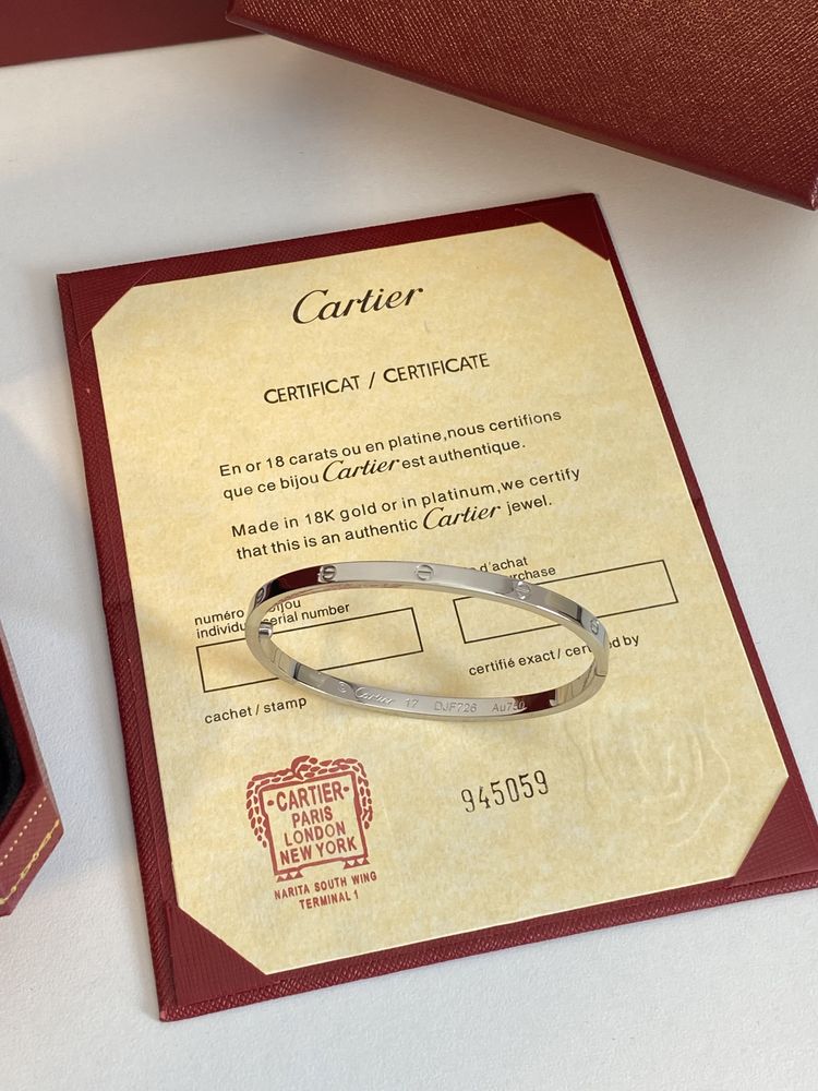 Brățară Cartier LOVE Slim 17 White Gold 24K