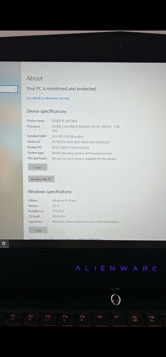 Laptop gaming alienware 15 r4 i9 32gb 1080 8 gb schimb cu pc gaming