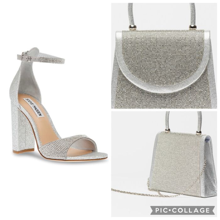 Сребристи обувки и чанта