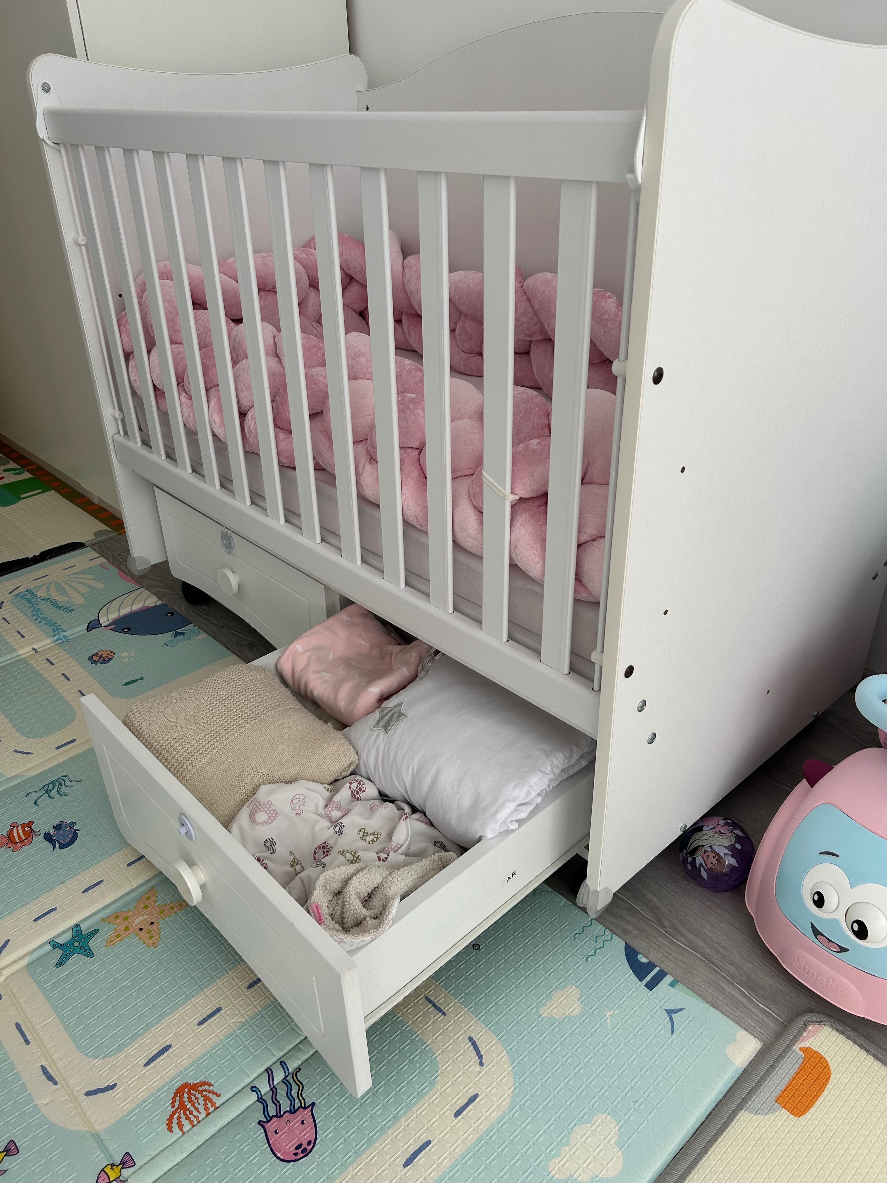 Бебешка кошара 60/120 с люлка Бял+ MAGNIFLEX матрак BABY PIERRE CARDIN