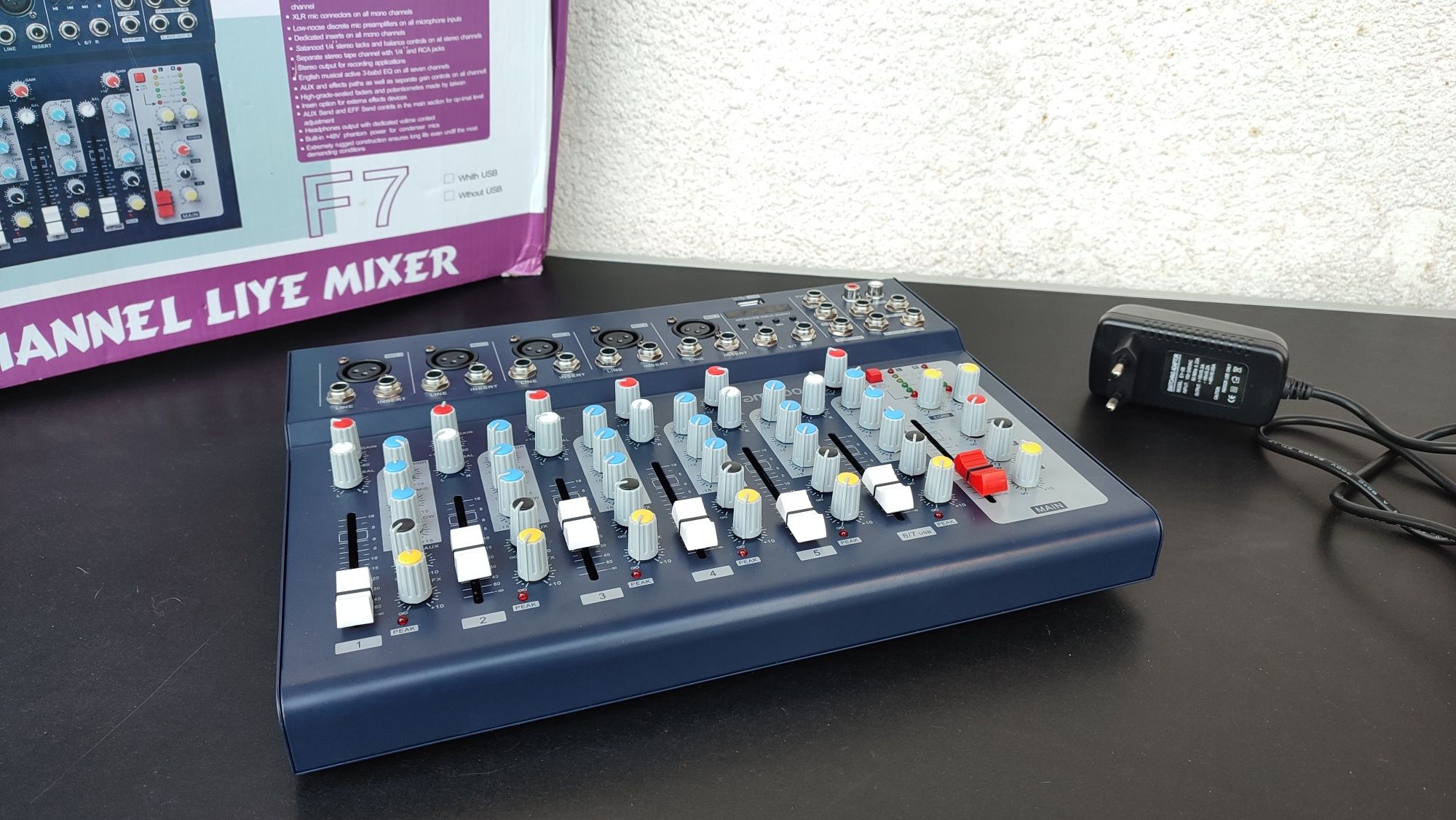 mixer ammoon F7 USB 7 canale microfon linie audio mixer sunet consola
