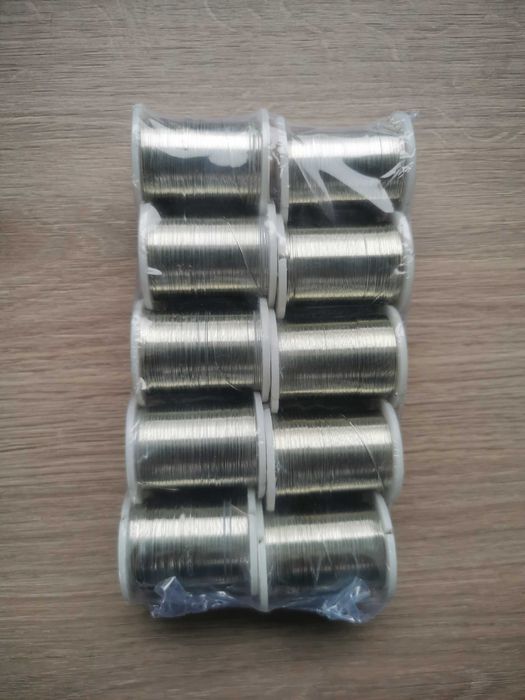 Fir metalic sarma pentru bijuterii 0,3 mm, argintiu, set 25 role x 10m