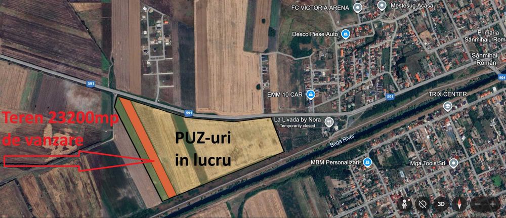 Proprietar,vand 23200mp teren pentru PUZ case P+E+M in Sanmihaiu Roman