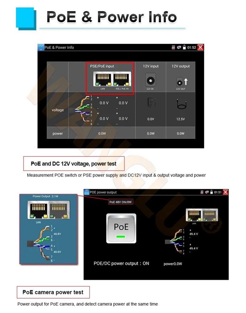 Многофункциональный  CCTV IPC TESTER 9800 MOVTADHS PRO, сетевой тестер