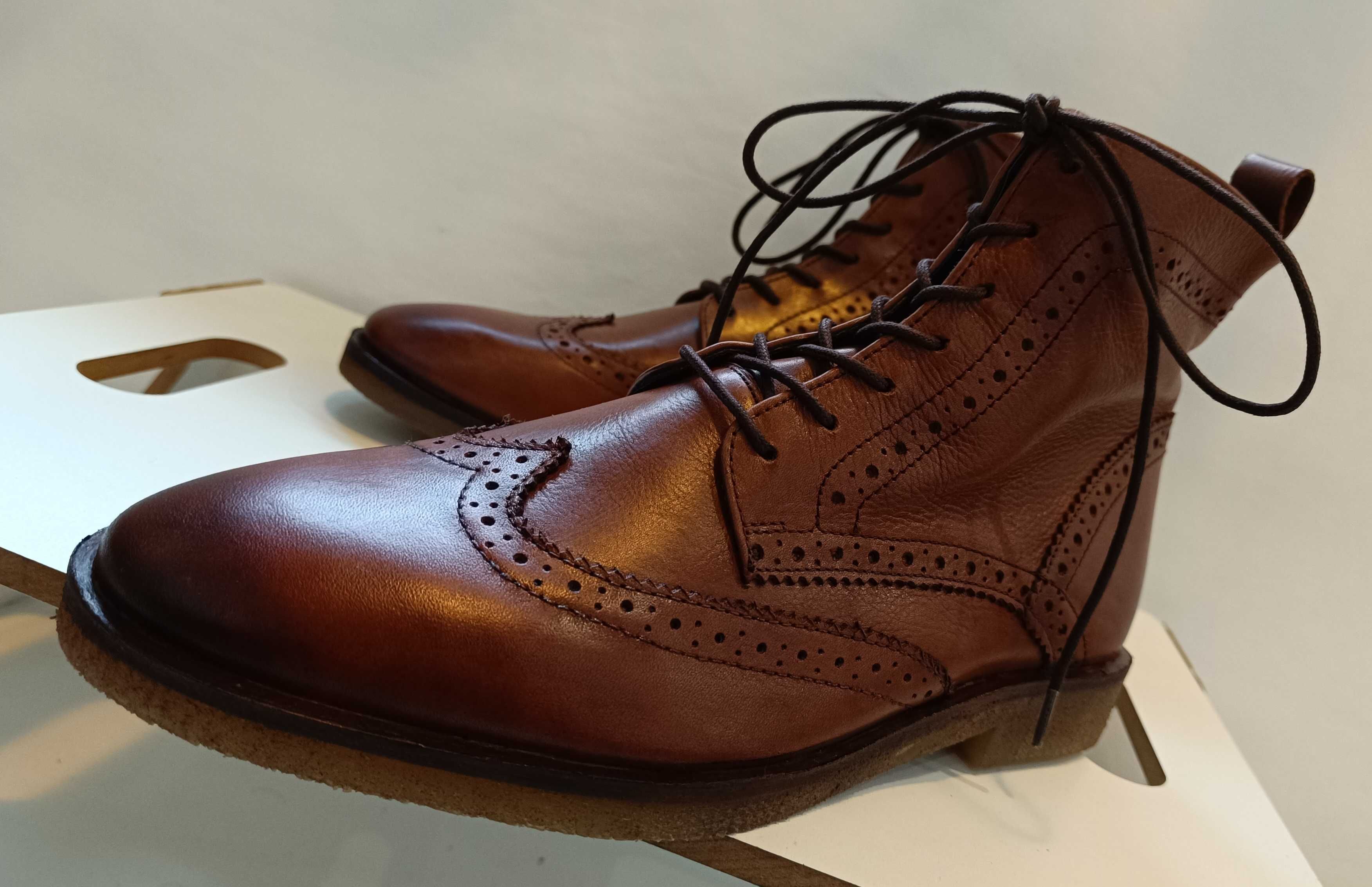 Ghete lace up 40 brogue premium ASOS piele naturala moale