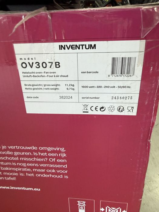 Продавам фурна с вентилатор Inventum OV307B