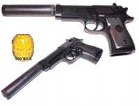 Pistol airsoft BERETTA M92 cu amortizor demontabil,500 bile bonus!