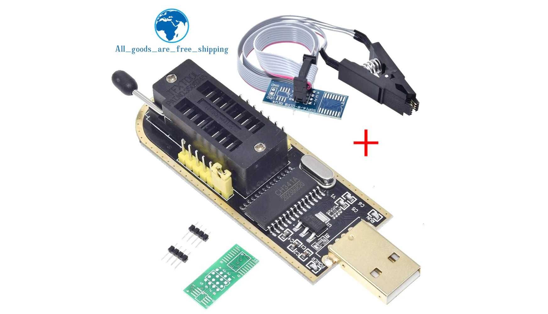 Программатор CH341 EEPROM с USB + прищепка