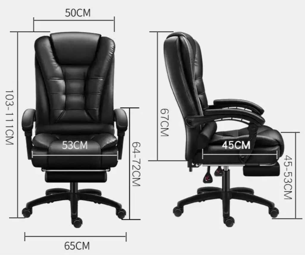 Масажен въртящ се офис стол с подложка за краката OFFICE  MASSAGE