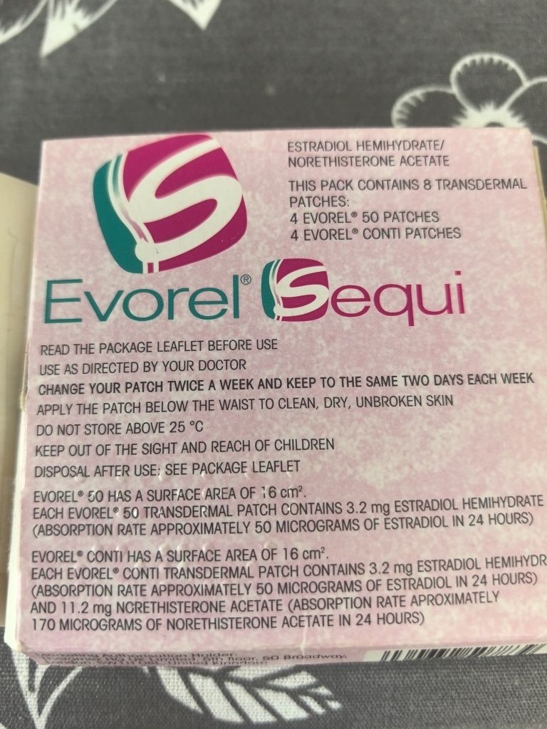 Evorel Sequi 50 - Лепенки с естроген и прогестерон