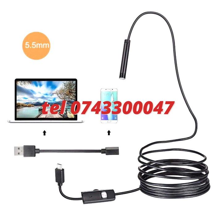 Camera Endoscopica Inspectie Auto  6leduri Hd720p  2m