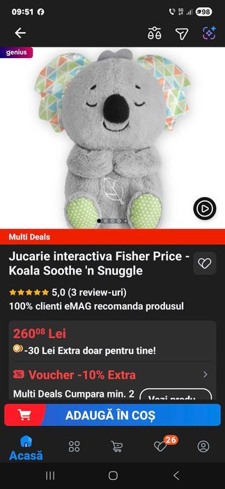 ursulet fisher price koala soothe'n snuggle