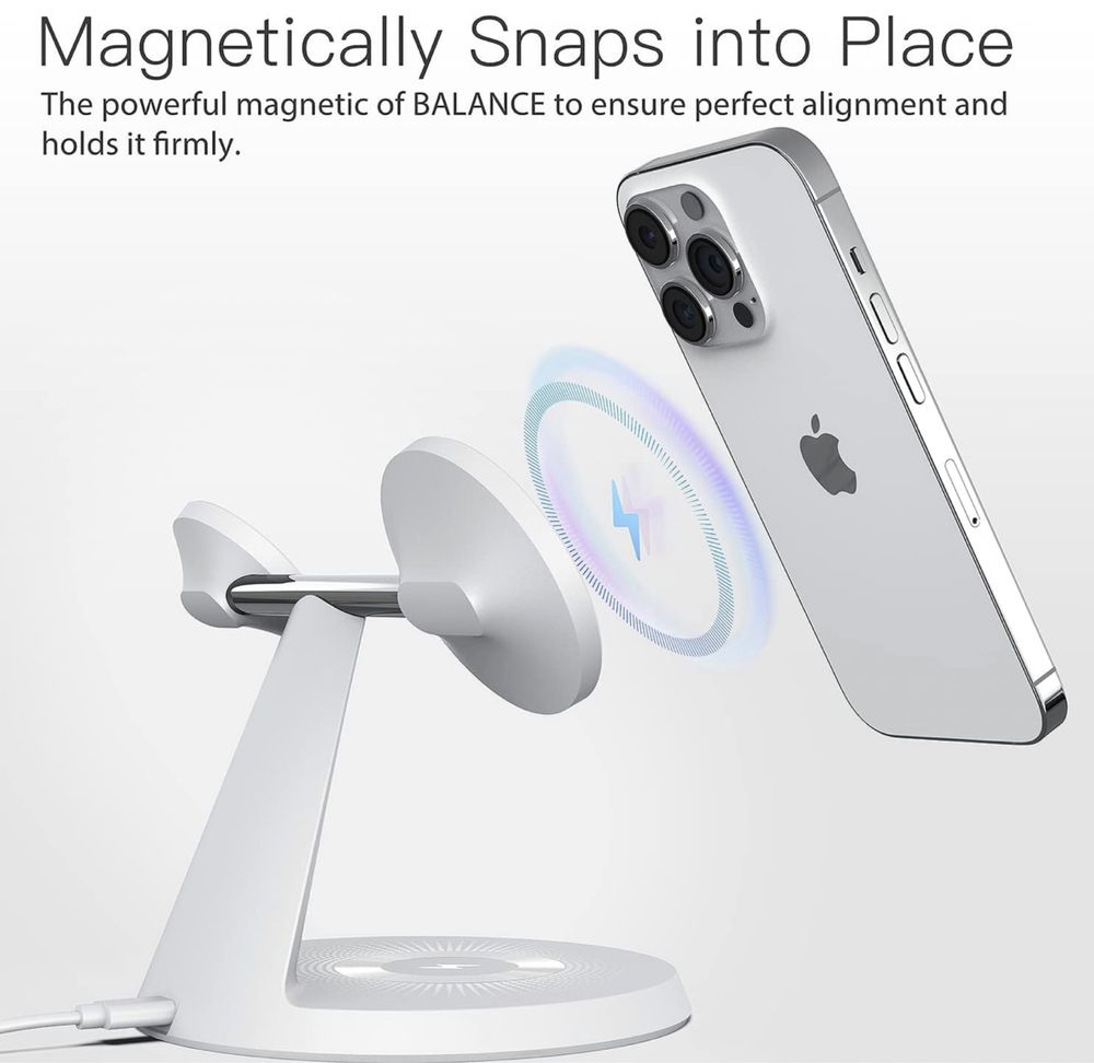 3в1 магнитно безжично зарядно за iPhone, iWatch, AirPods