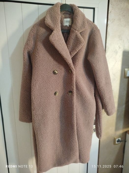 Дамско палто цвят пепел от рози размер М